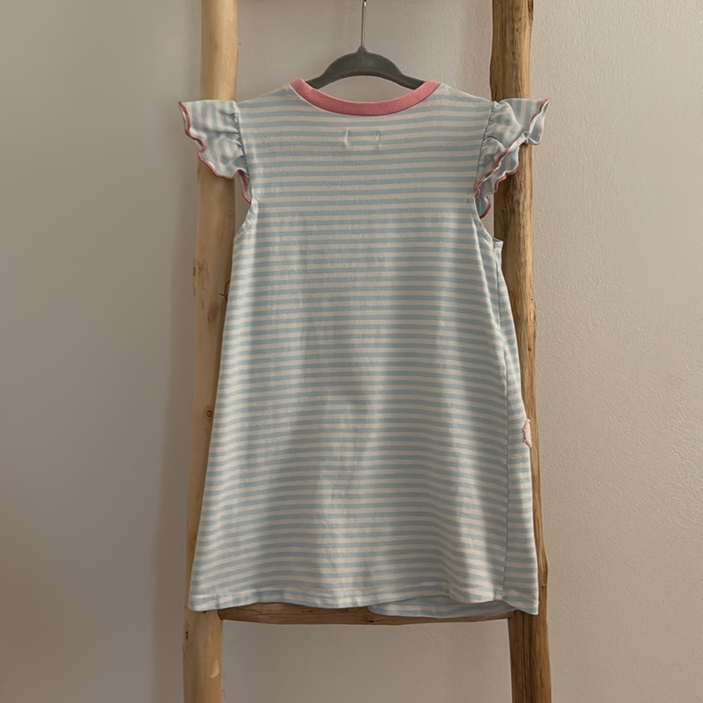 Mudpie Striped T- Shirt Dress with Bunny and Butterfly Size 2/3T - Picture 4 of 4